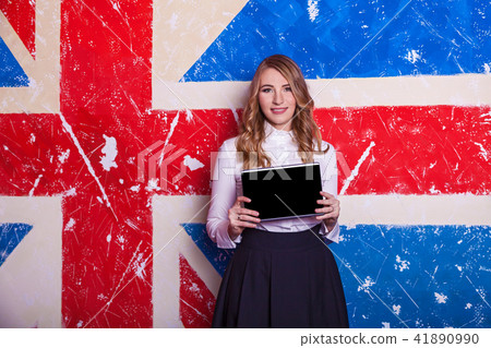 Girl holding a tablet 41890990