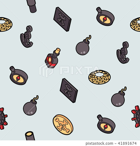 Piracy color outline isometric pattern 41891674