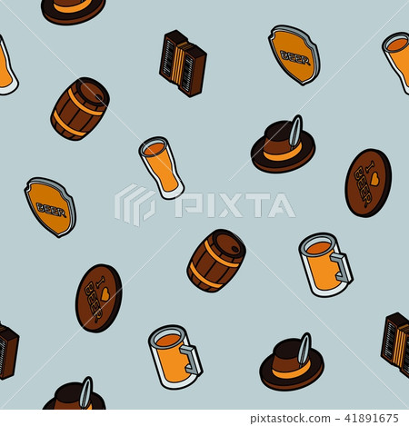 Octoberfest color outline isometric pattern Octoberfest color outline isometric pattern 41891675