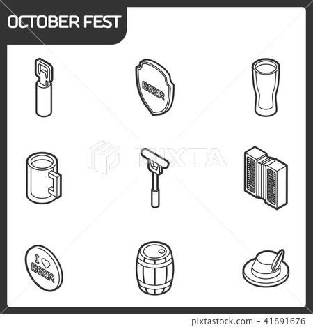 Octoberfest outline isometric icons Octoberfest outline isometric icons 41891676