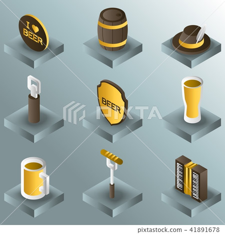 Octoberfest color gradient isometric icons Octoberfest color gradient isometric icons 41891678