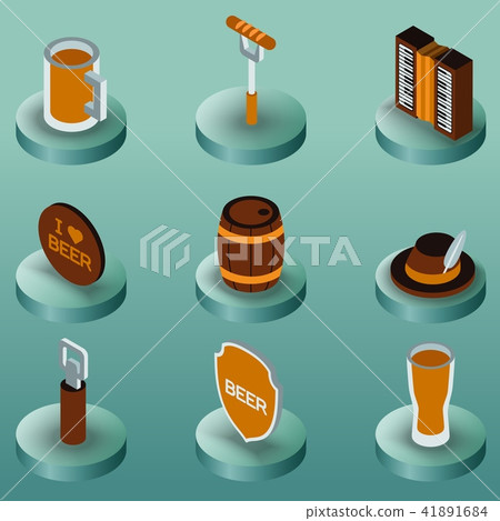 Octoberfest color isometric icons 41891684