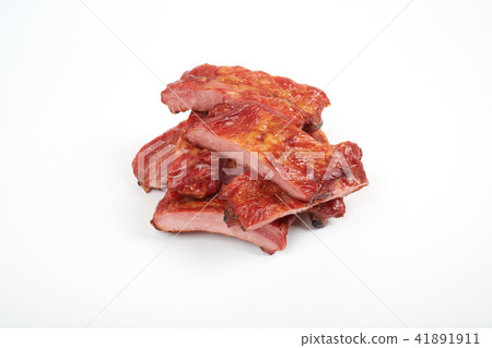 Grilled pork ribs isolated on white background 41891911