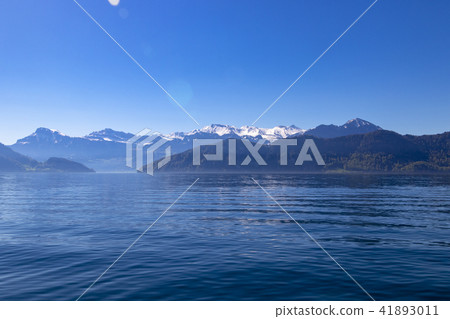 Blue sky and Alps seen from Lake Lucerne in Switzerland Blue sky and Alps seen from Lake Lucerne in Switzerland 41893011