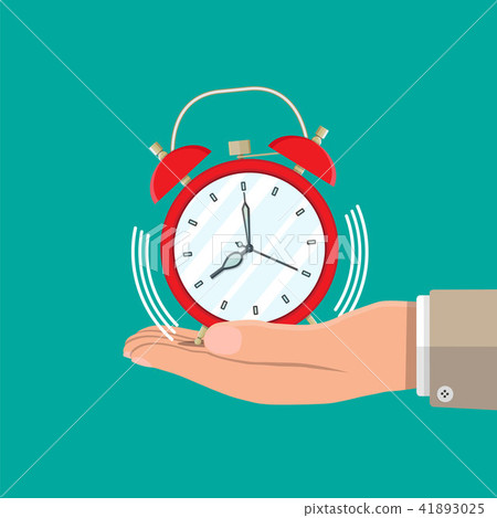 Hand with red alarm clock Hand with red alarm clock 41893025