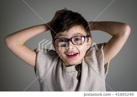 Portrait of young child with Rett syndrome 41893240