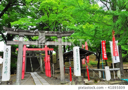 在Aizuwakamatsu Tsuruga城堡的笠間稻荷神社鳥居 在Aizuwakamatsu Tsuruga城堡的笠間稻荷神社鳥居 41893809