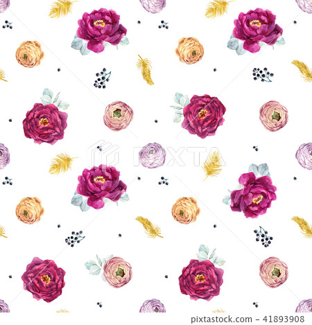 Watercolor floral vector pattern 41893908