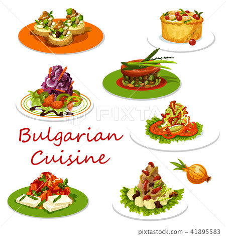 圖庫插圖: bulgarian cuisine icon of meat and vegetable dish