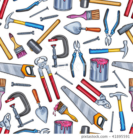 Seamless pattern with tools for repair Royalty Free Vector