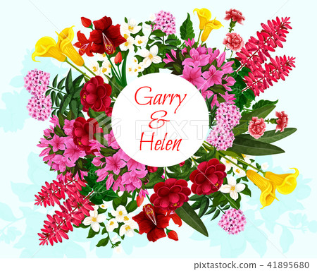 Wedding invitation floral card with flower frame 41895680