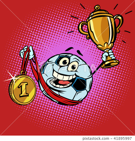 Winner champion Cup first place gold medal. Character soccer bal Winner champion Cup first place gold medal. Character soccer bal 41895997