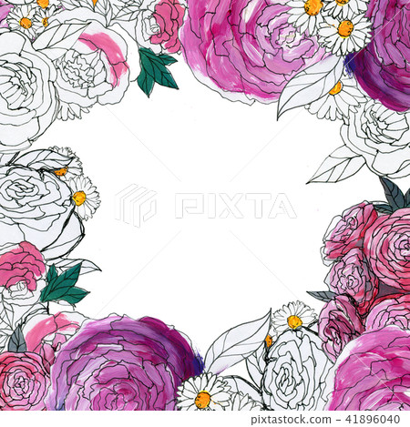 Watercolor Flower Border Watercolor Flower Border 41896040
