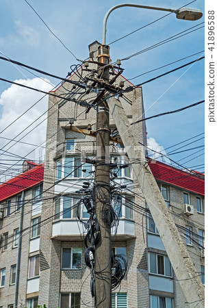 Disorderly wires on electric pole Disorderly wires on electric pole 41896588