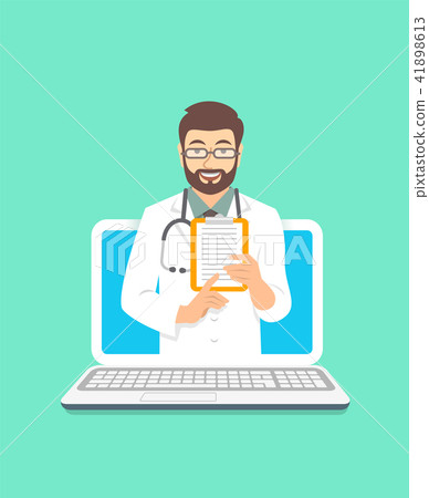 Young man doctor online consultation concept 41898613