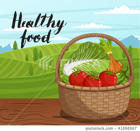 Healthy farm food banner with vegetable Healthy farm food banner with vegetable 41898987