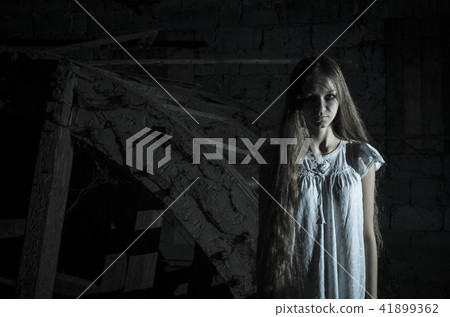 Horror girl in white dress 41899362