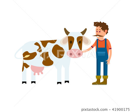 Farmer with cow isolated icon 41900175