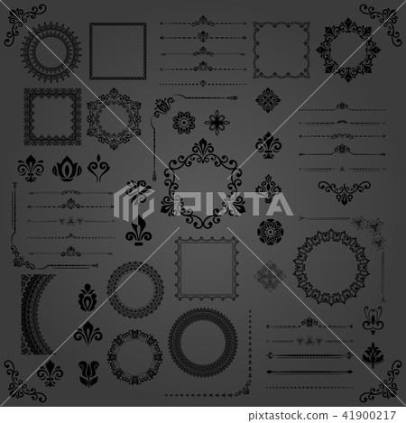 Vintage Set of Vector Horizontal, Square and Round Elements 41900217