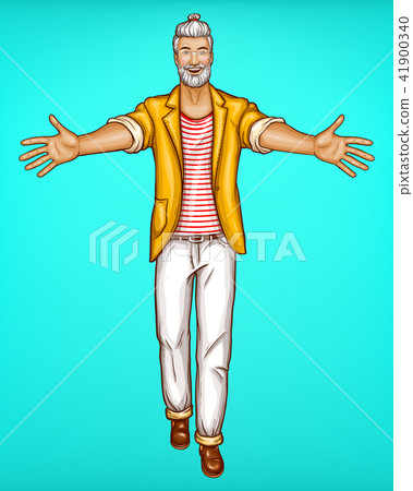 Vector pop art old man with open arms gives hugs 41900340