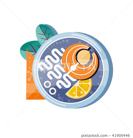Salmon and noodles on a plate, traditional Japanese cuisine vector Illustration on a white 41900446