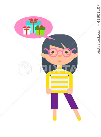 Little girl dream of gifts box icon Little girl dream of gifts box icon 41901107