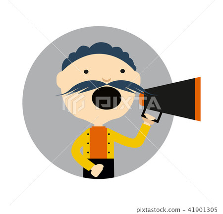 Man with megaphone round avatar icon 41901305