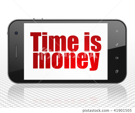 Timeline concept: Smartphone with Time is Money on display Timeline concept: Smartphone with Time is Money on display 41901505