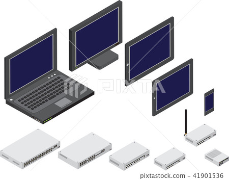 Isometric vector illustration of network devices 41901536
