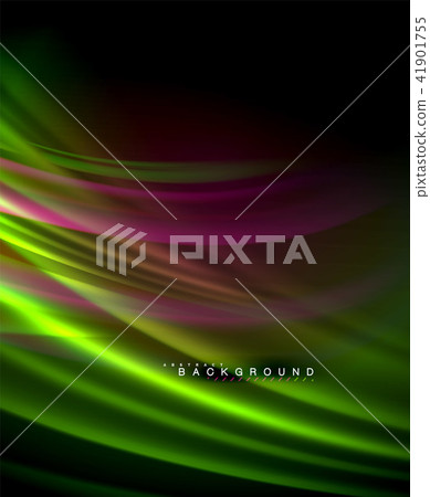 Neon glowing wave, magic energy and light motion background. Vector wallpaper template Neon glowing wave, magic energy and light motion background. Vector wallpaper template 41901755