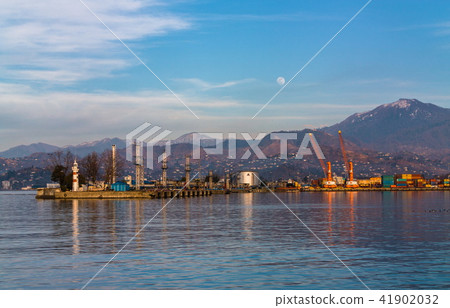 Sea port in evening, Batumi. Georgia 41902032