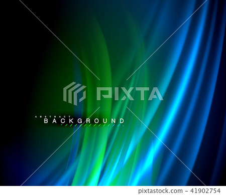 Neon glowing wave, magic energy and light motion background. Vector wallpaper template 41902754