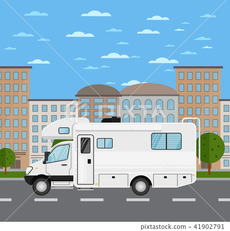Modern camper van in urban landscape 41902791