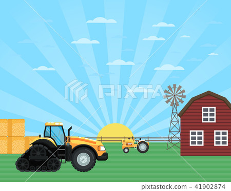 Agricultural works at farmland landscape Agricultural works at farmland landscape 41902874