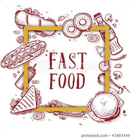 Fast food vintage hand drawn menu cover 41903349