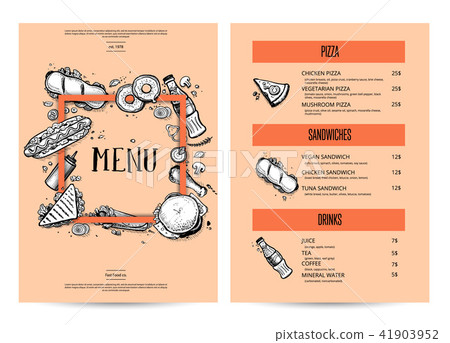 Vintage creative food menu with hand drawn graphic 41903952