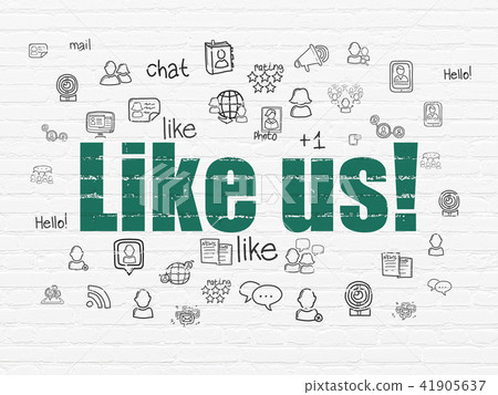 Social media concept: Like us! on wall background Social media concept: Like us! on wall background 41905637