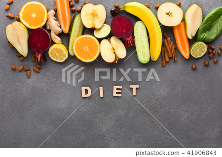 Ingredients for detox smoothie on gray background. Ingredients for detox smoothie on gray background. 41906843
