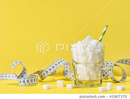 White sugar cubes measuring tape Weight control White sugar cubes measuring tape Weight control 41907370