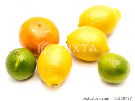 Fresh mixed citrus isolated on white Fresh mixed citrus isolated on white 41908757