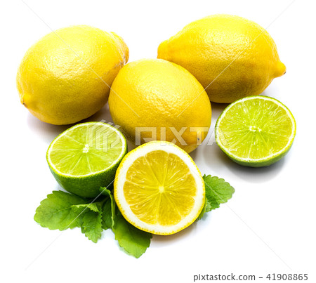 Fresh mixed citrus isolated on white Fresh mixed citrus isolated on white 41908865