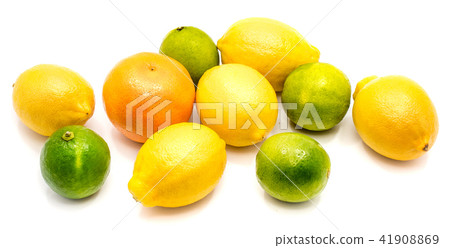 Fresh mixed citrus isolated on white Fresh mixed citrus isolated on white 41908869