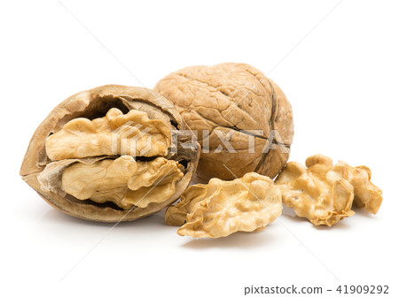 Raw walnut isolated on white Raw walnut isolated on white 41909292