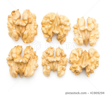 Raw walnut isolated on white Raw walnut isolated on white 41909294