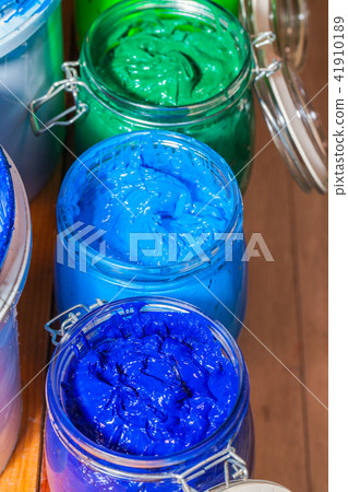 colorful of paint in tee shirt factory 41910189