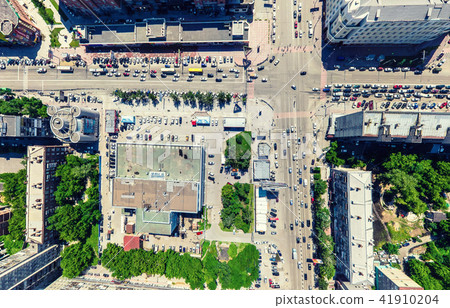 Aerial city view. Urban landscape. Copter shot. Panoramic image. 41910204