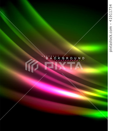 Neon glowing techno lines, hi-tech futuristic abstract background template with square shapes Neon glowing techno lines, hi-tech futuristic abstract background template with square shapes 41911734