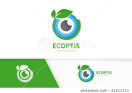 Vector eye and leaf logo combination. Optic and plant symbol or icon. Unique vision and organic Vector eye and leaf logo combination. Optic and plant symbol or icon. Unique vision and organic 41912313