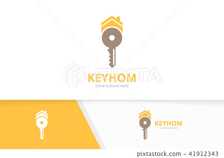 Vector key and real estate logo combination. Lock and house symbol or icon. Unique house and rent 41912343