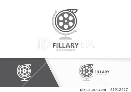 Vector movie and globe logo combination. Cinema and planet symbol or icon. Unique film logotype Vector movie and globe logo combination. Cinema and planet symbol or icon. Unique film logotype 41912417